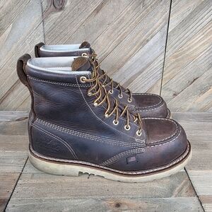Thorogood 804-4375 Men's 6" Moc Toe Leather Work Boots Size 9.5 D Steel Toe